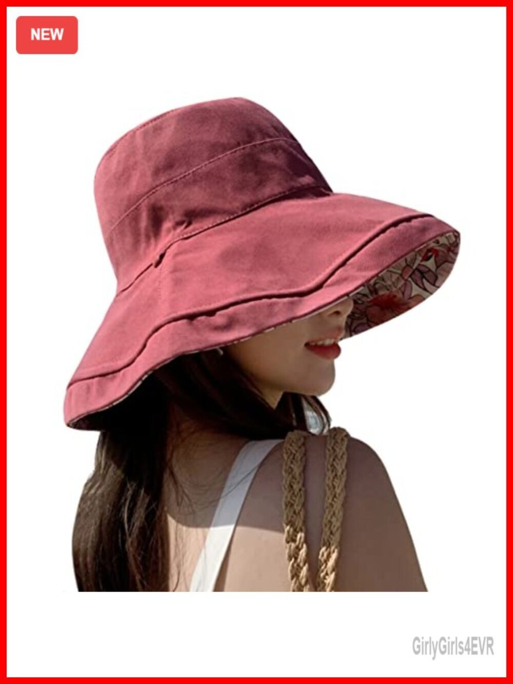 Wide Brim Sun Hat Reversible Floral Bucket UV Protection Foldable Travel